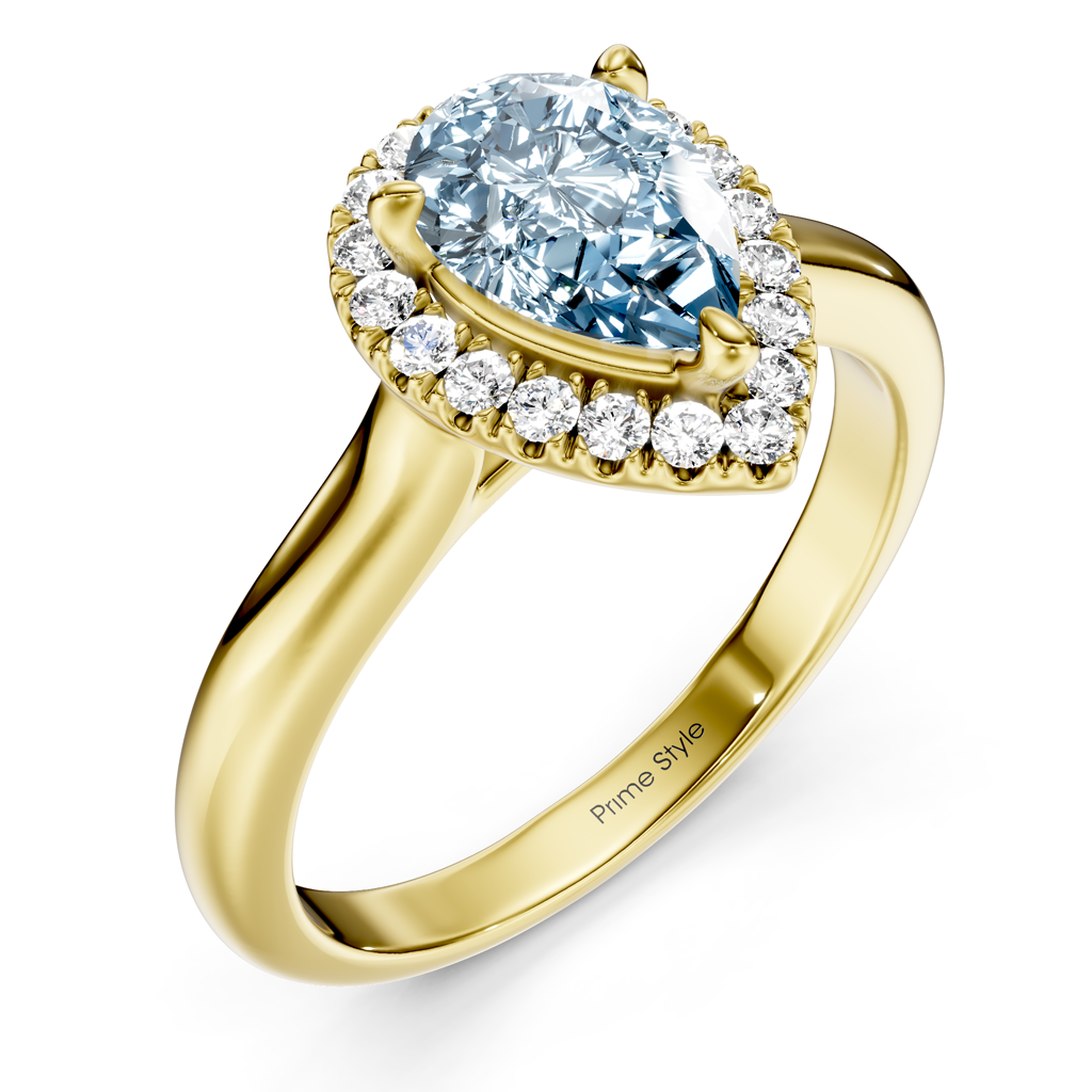 1.20-4.20 CT Pear &amp; Round Cut Fancy Blue Diamonds - Engagement Ring