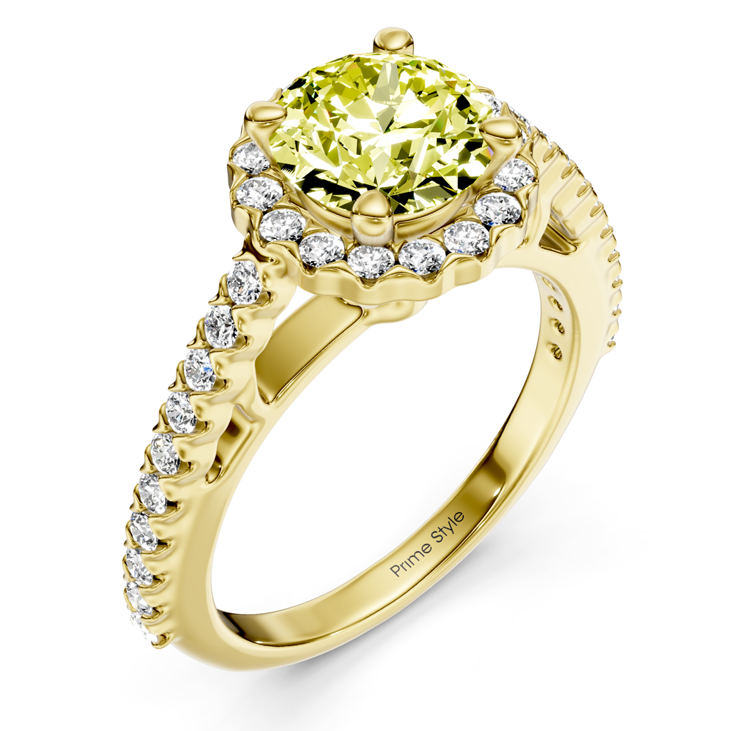 1.35-4.35 CT Round Cut Fancy Yellow Diamonds - Engagement Ring