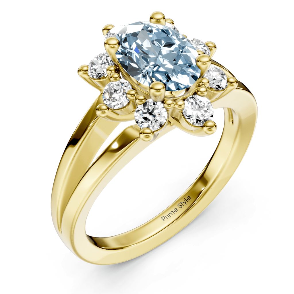 1.40-4.40 CT Oval & Round Cut Fancy Blue Diamonds - Engagement Ring