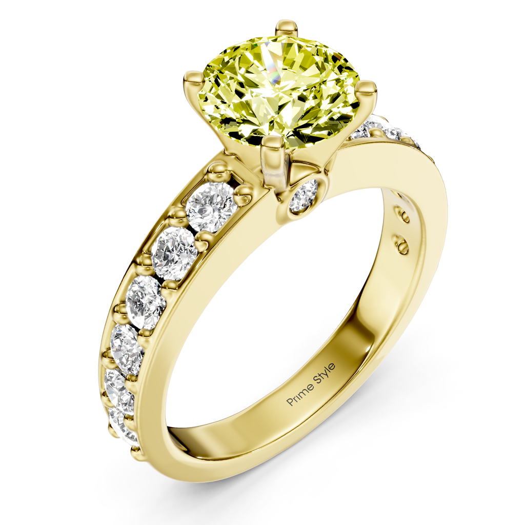 1.80-4.80 CT Round Cut Fancy Yellow Diamonds - Engagement Ring