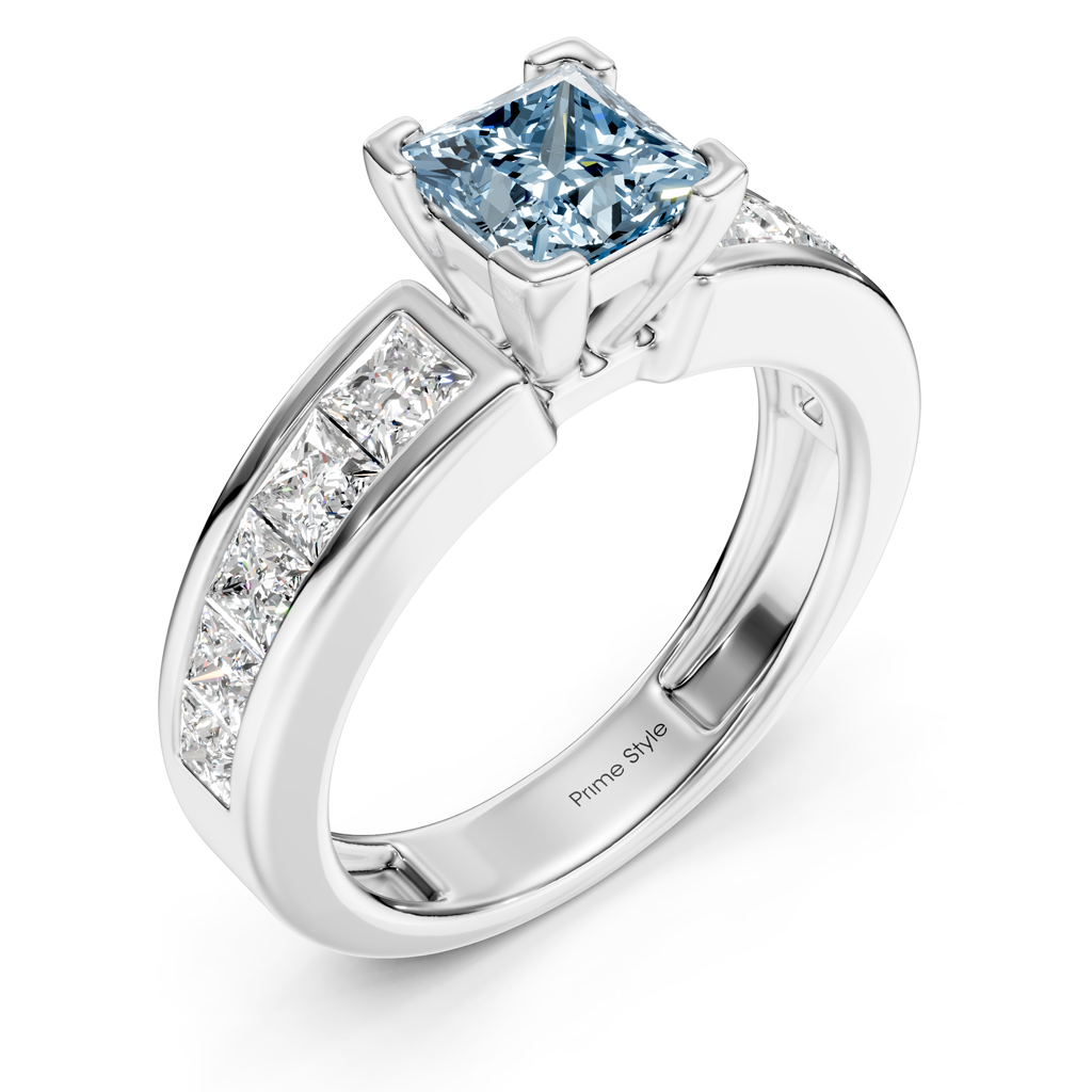 2.20-5.20 CT Princess Cut Fancy Blue Diamonds - Engagement Ring