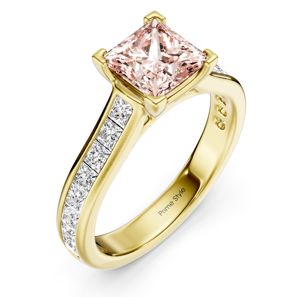 1.80-4.80 CT Princess Cut Fancy Pink Diamonds - Engagement Ring