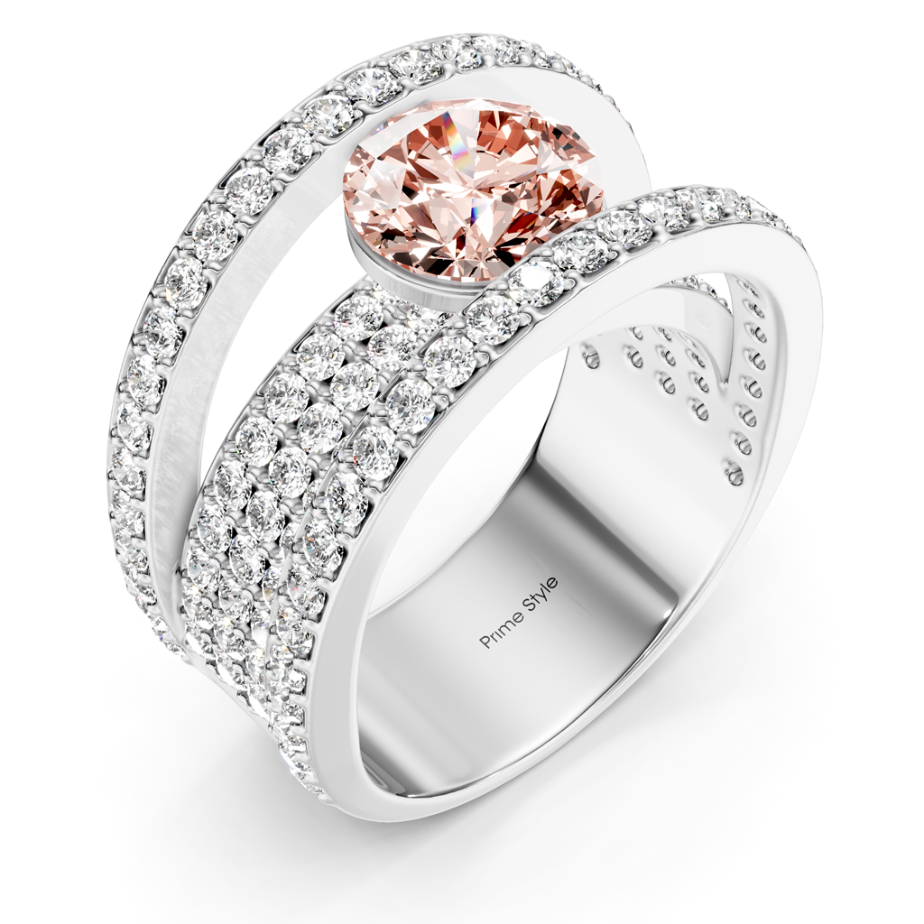 2.80-5.80 CT Round Cut Fancy Pink Diamonds - Engagement Ring