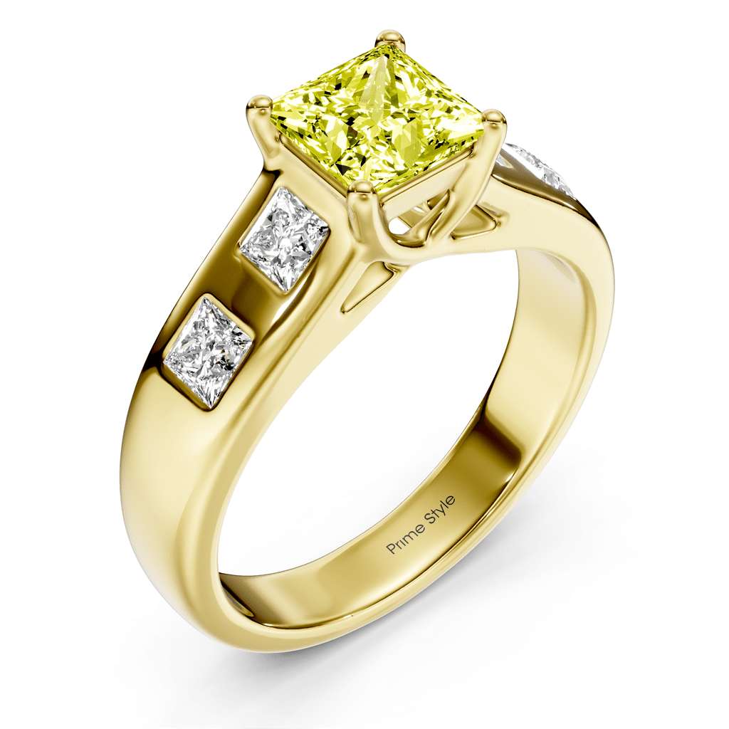1.50 - 4.50 CT Princess Cut Fancy Yellow Diamonds - Engagement Ring - Primestyle.com