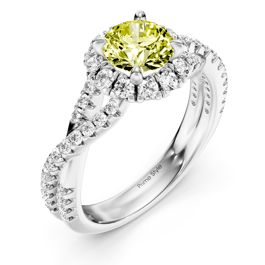 1.45-4.45 CT Round Cut Fancy Yellow Diamonds - Engagement Ring
