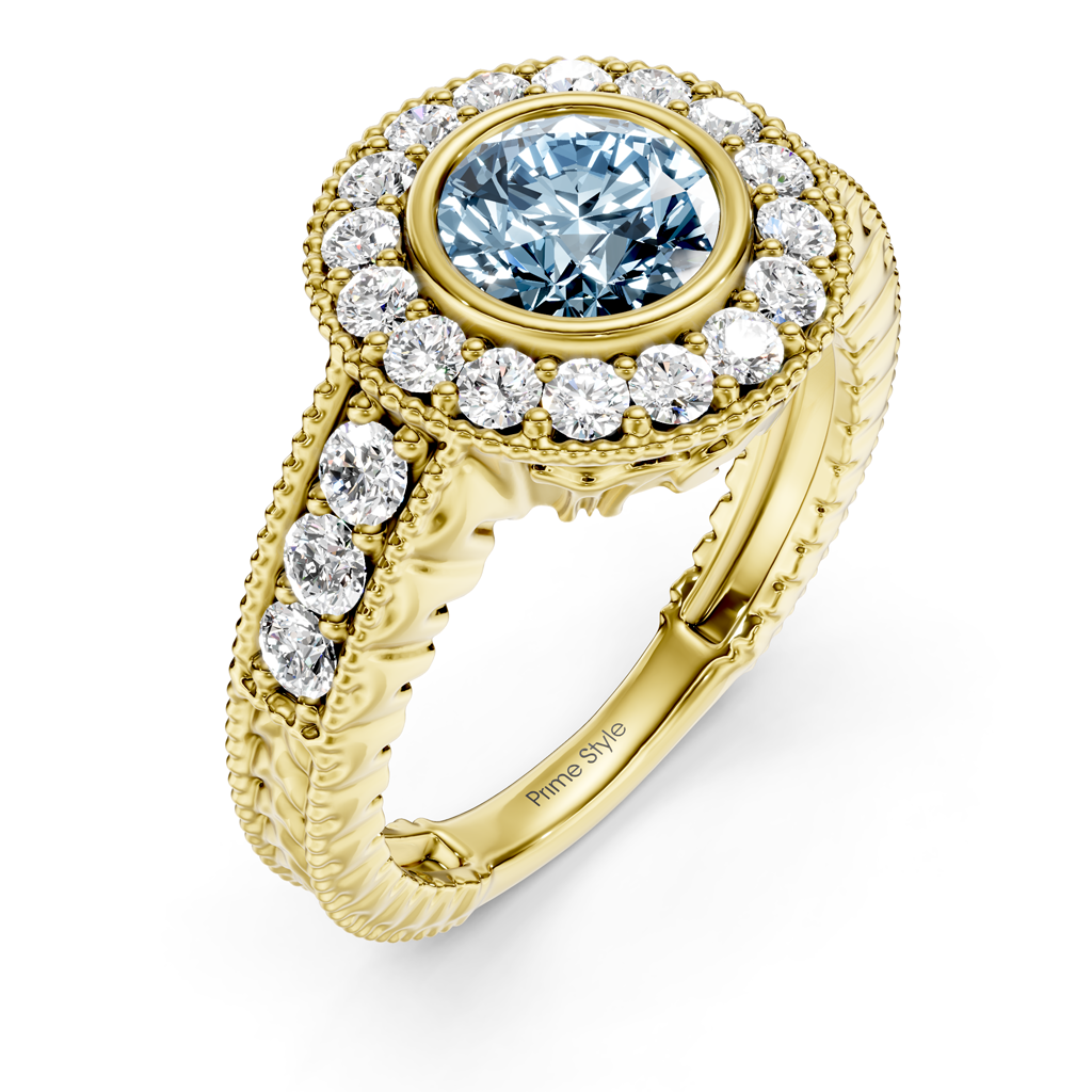 1.50-4.50 CT Round Cut Fancy Blue Diamonds - Engagement Ring