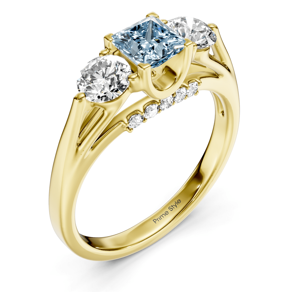 1.55-4.55 CT Princess & Round Cut Fancy Blue Diamonds - Engagement Ring