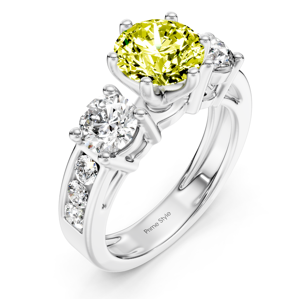 1.80-4.80 CT Princess &amp; Round Cut Fancy Yellow Diamonds - Engagement Ring