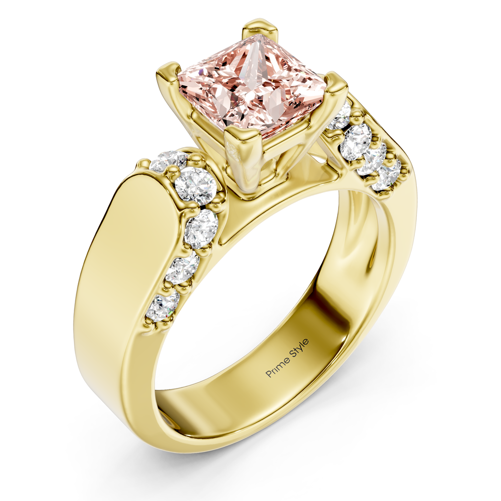 1.65-4.65 CT Princess &amp; Round Cut Fancy Pink Diamonds - Engagement Ring