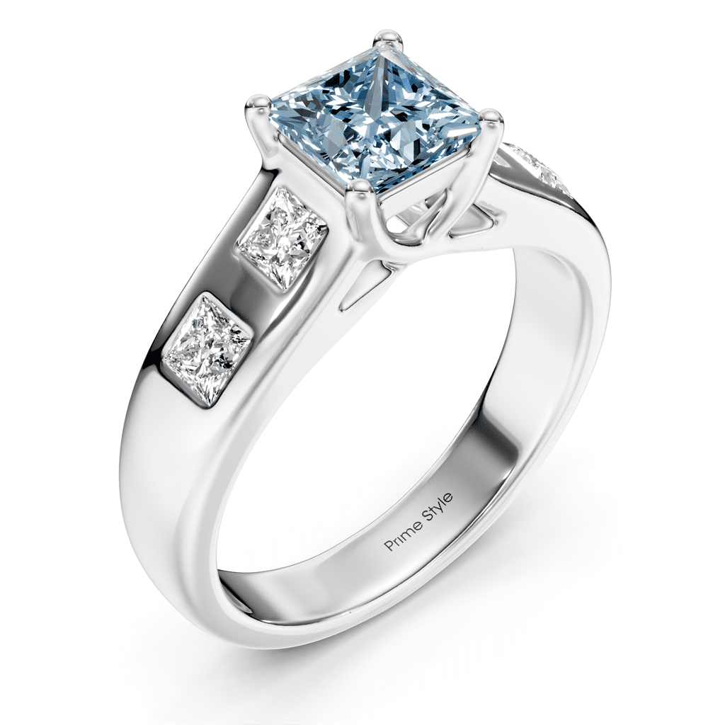 1.50-4.50 CT Princess Cut Fancy Blue Diamonds - Engagement Ring