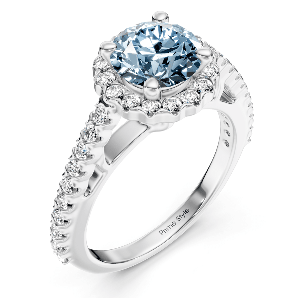 1.35 - 4.35 CT Round Cut Fancy Blue Diamonds - Engagement Ring - Primestyle.com