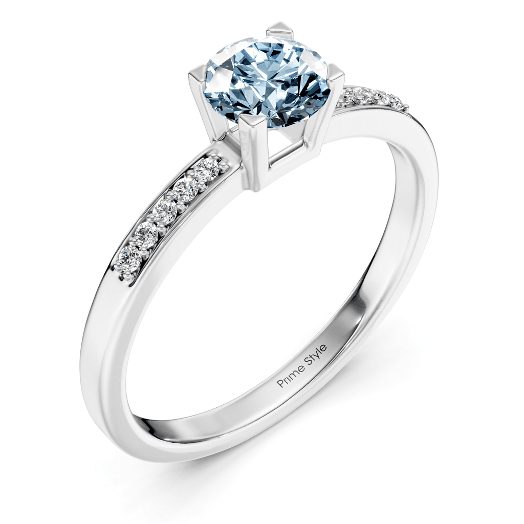 1.10 - 4.10 CT Round Cut Fancy Blue Diamonds - Engagement Ring - Primestyle.com