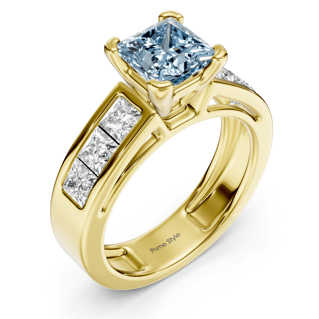 2.05 - 5.05 CT Princess Cut Fancy Blue Diamonds - Engagement Ring - Primestyle.com