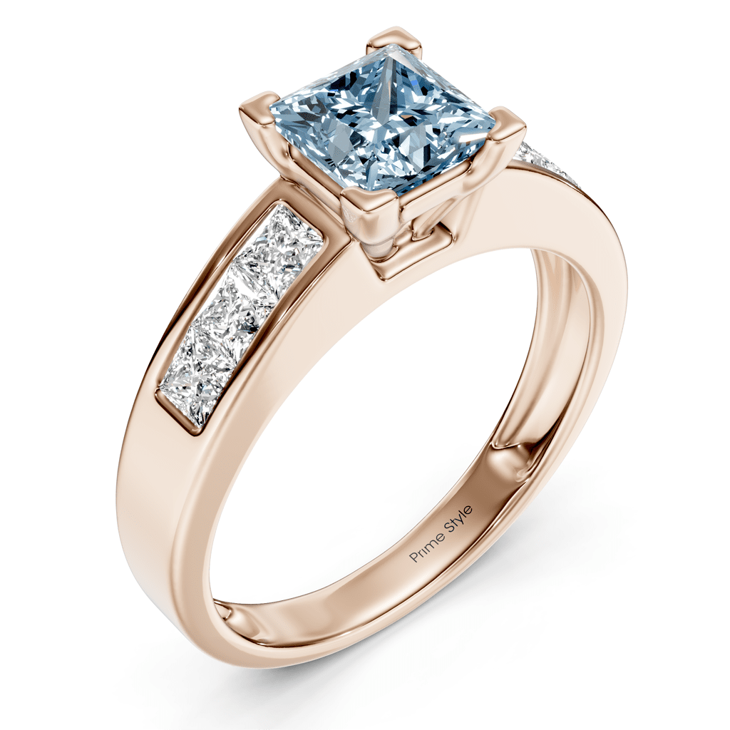 1.80-4.80 CT Princess Cut Fancy Blue Diamonds - Engagement Ring