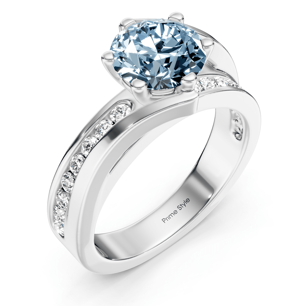 1.35-4.35 CT Round Cut Fancy Blue Diamonds - Engagement Ring