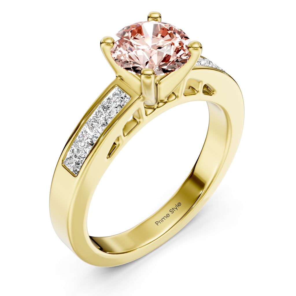 1.50-4.50 CT Princess &amp; Round Cut Fancy Pink Diamonds - Engagement Ring
