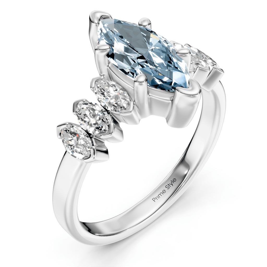2.00 - 5.00 CT Marquise Cut Fancy Blue Diamonds - Engagement Ring - Primestyle.com