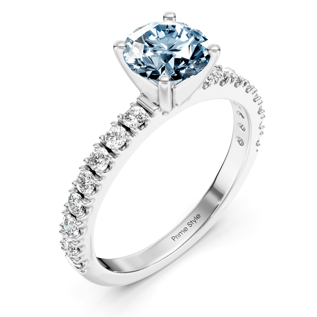 1.40-4.40 CT Round Cut Fancy Blue Diamonds - Engagement Ring