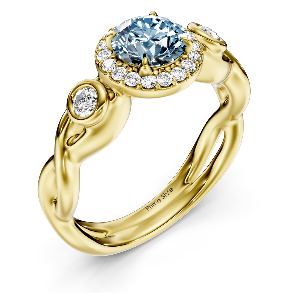 1.27-4.27 CT Round Cut Fancy Blue Diamonds - Engagement Ring