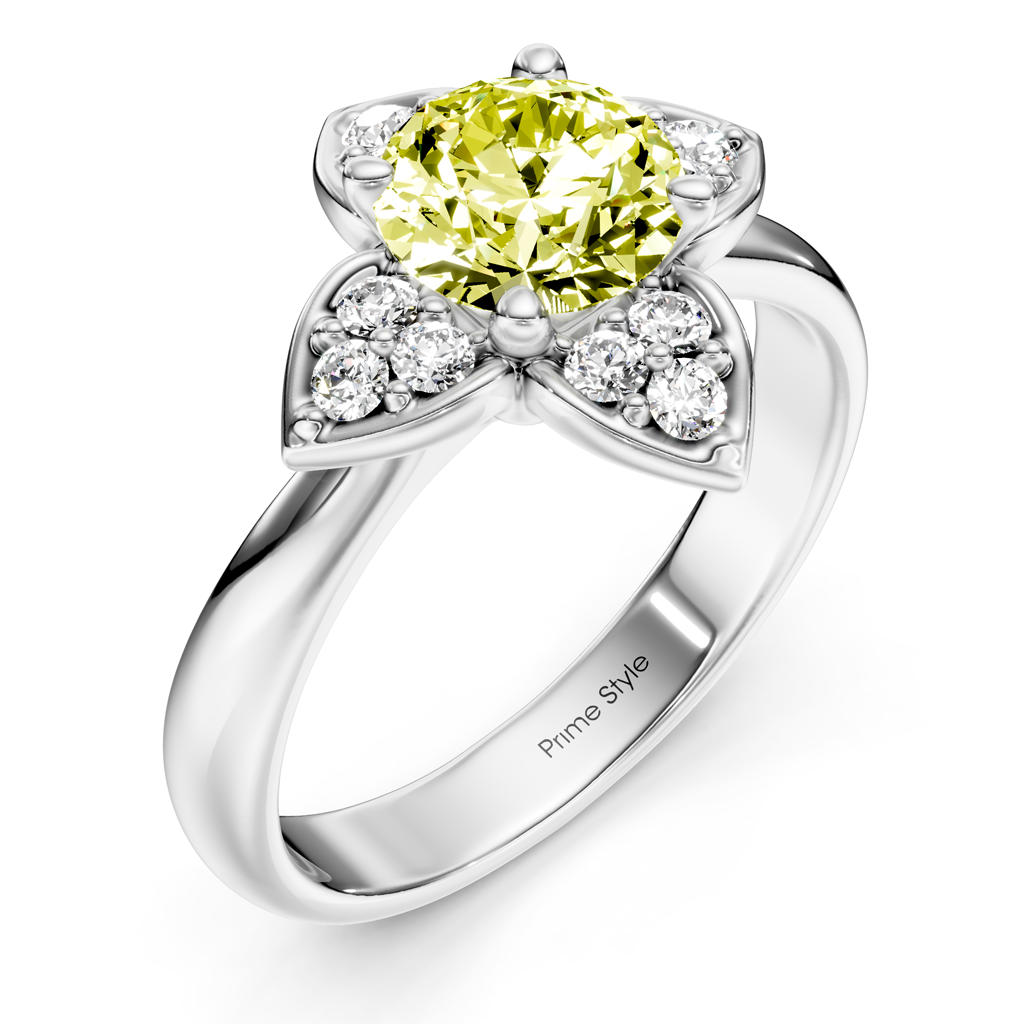 1.20-4.20 CT Round Cut Fancy Yellow Diamonds - Engagement Ring