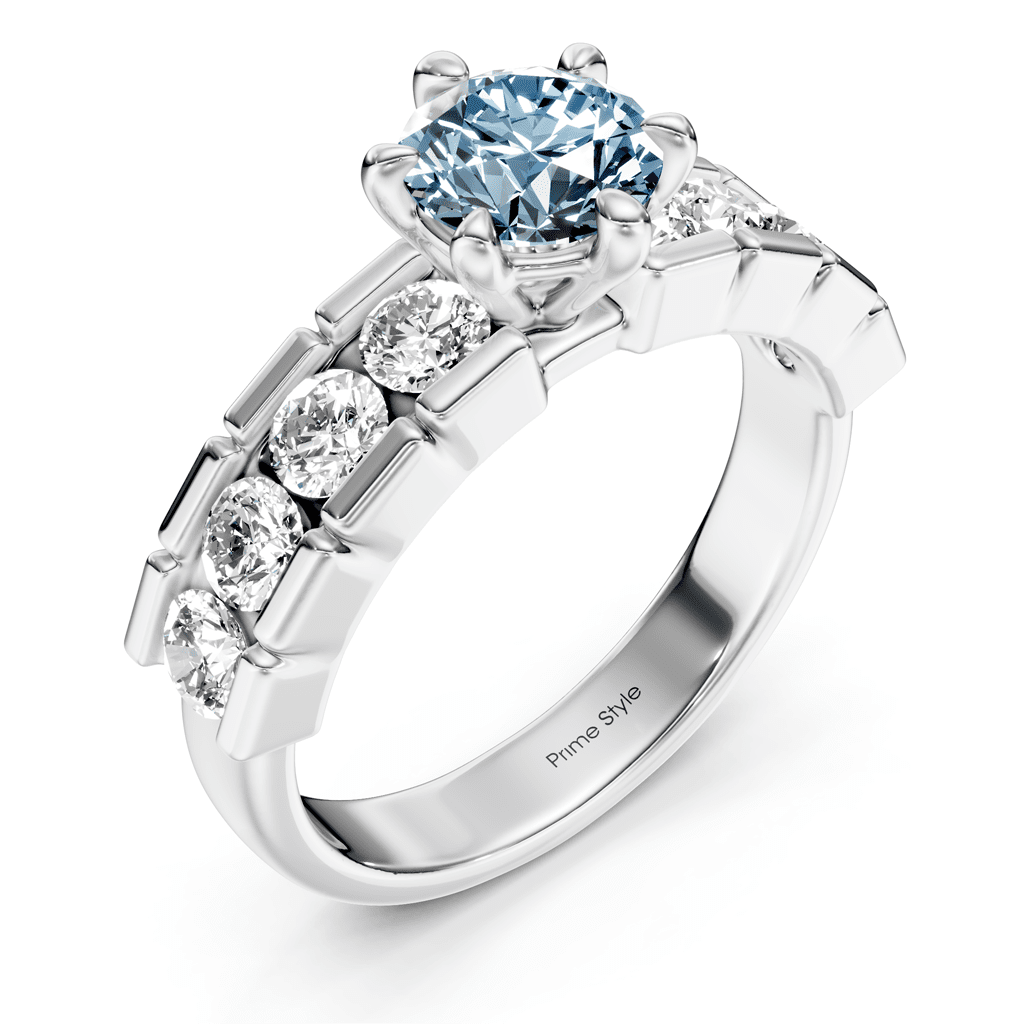 2.05 - 5.05 CT Round Cut Fancy Blue Diamonds - Engagement Ring - Primestyle.com