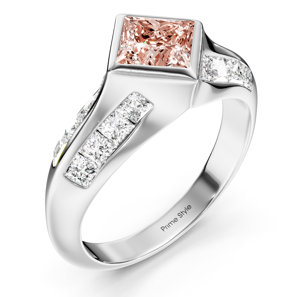 2.00-5.00 CT Princess Cut Fancy Pink Diamonds - Engagement Ring