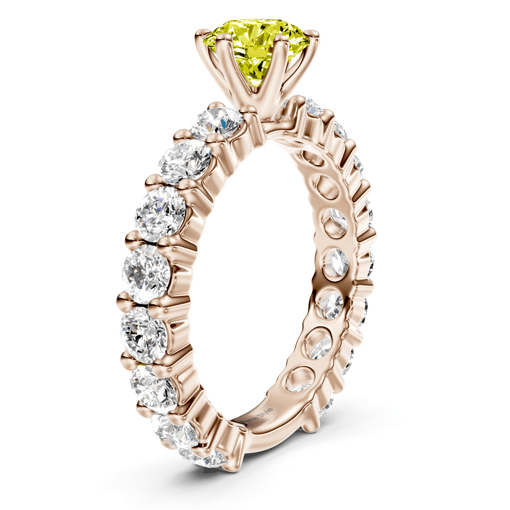 3.40-6.40 CT Emerald & Round Cut Fancy Yellow Diamonds - Engagement Ring