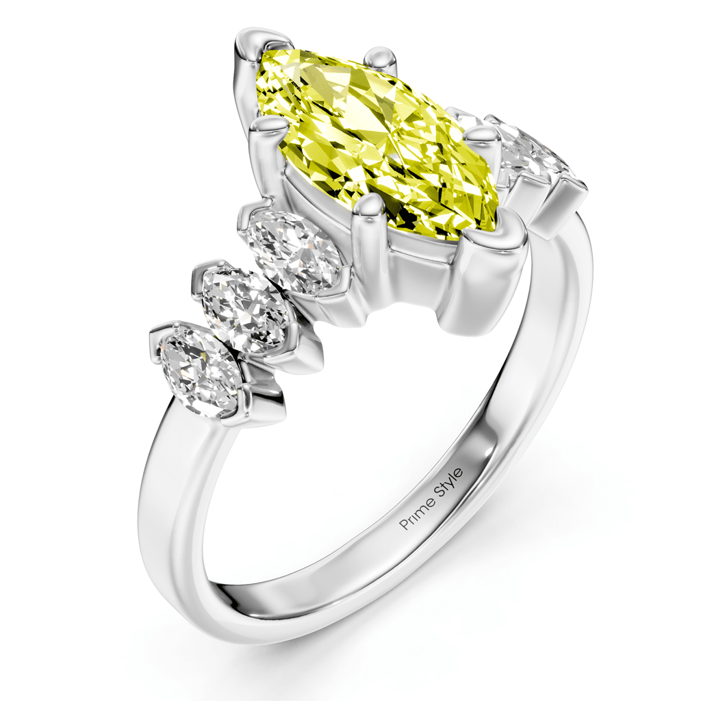 2.00 - 5.00 CT Marquise Cut Fancy Yellow Diamonds - Engagement Ring - Primestyle.com