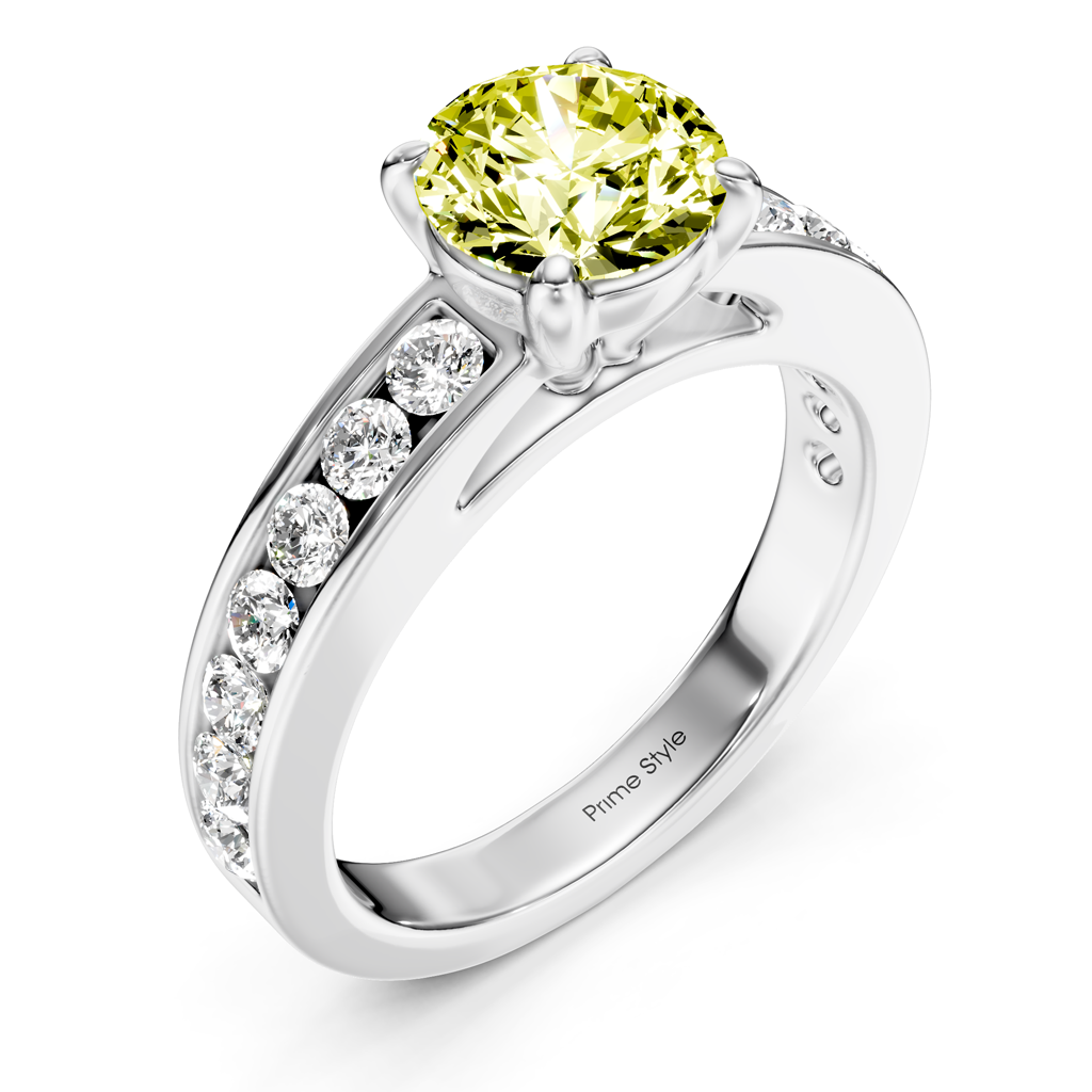 1.65-4.65 CT Round Cut Fancy Yellow Diamonds - Engagement Ring