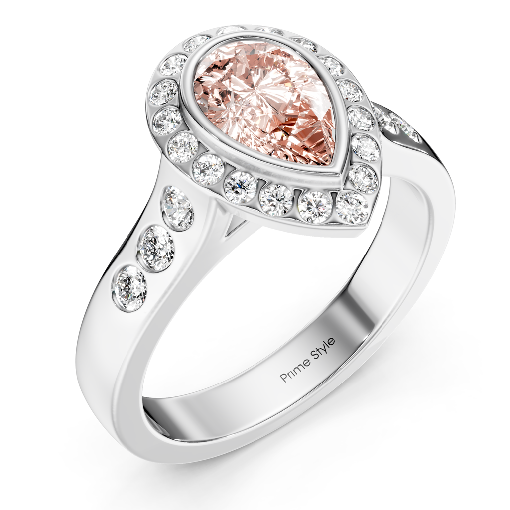 1.38-4.38 CT Pear &amp; Round Cut Fancy Pink Diamonds - Engagement Ring