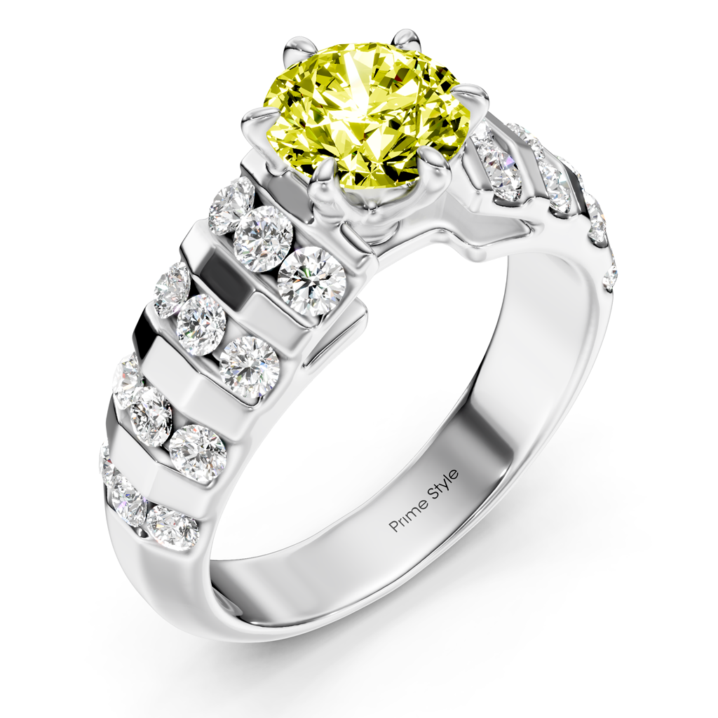 1.75-4.75 CT Round Cut Fancy Yellow Diamonds - Engagement Ring