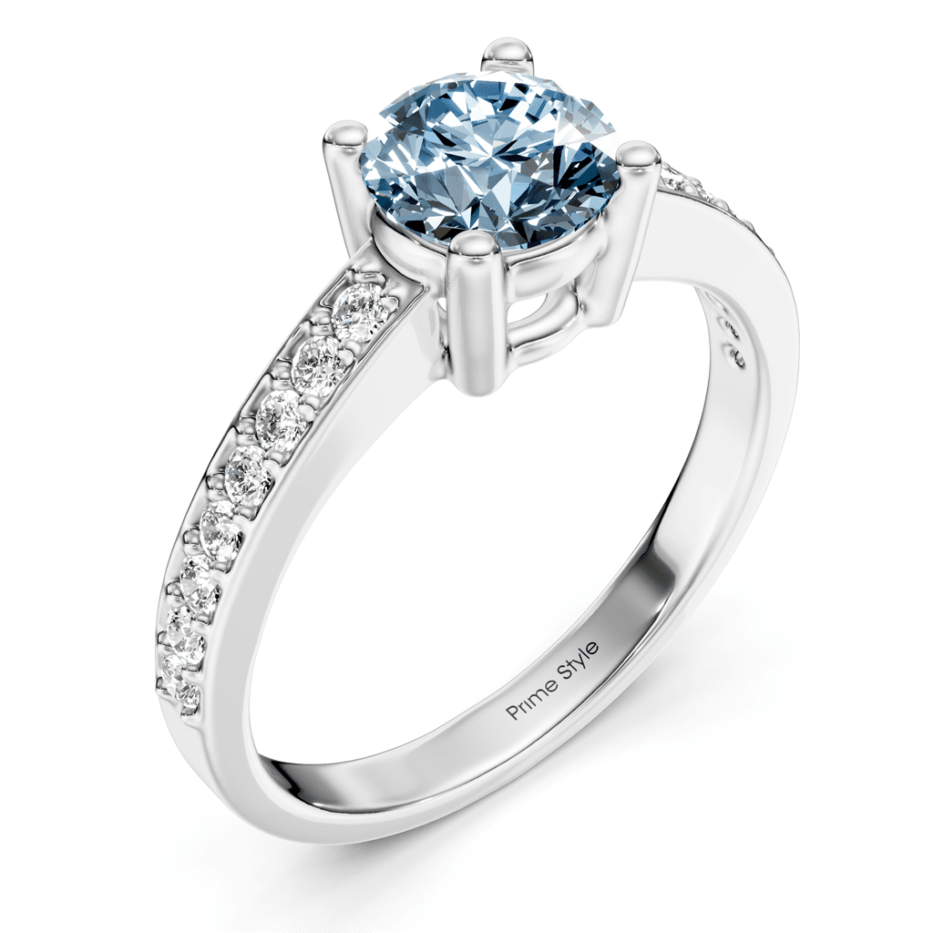 1.25 - 4.25 CT Round Cut Fancy Blue Diamonds - Engagement Ring - Primestyle.com
