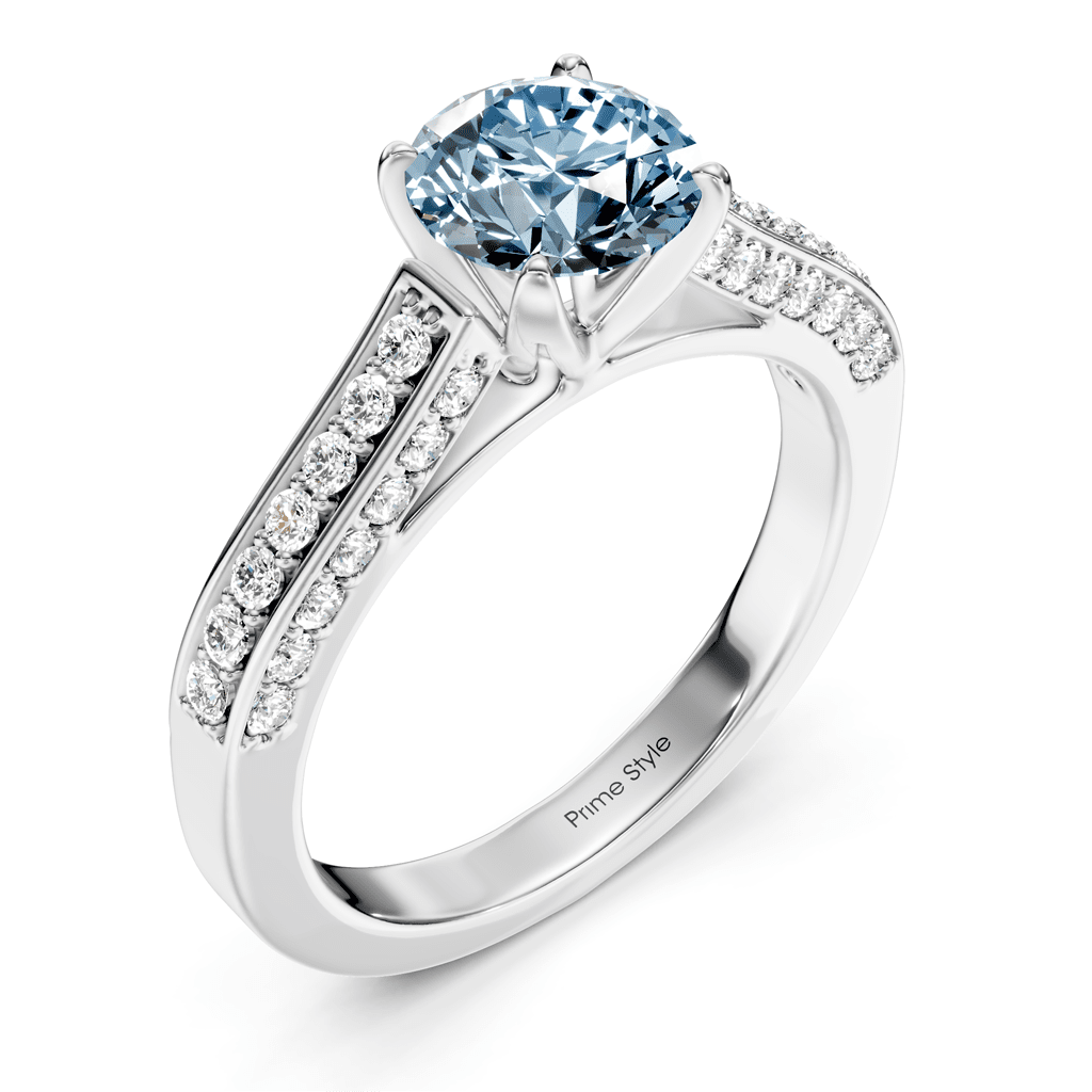 1.40 - 4.40 CT Round Cut Fancy Blue Diamonds - Engagement Ring - Primestyle.com