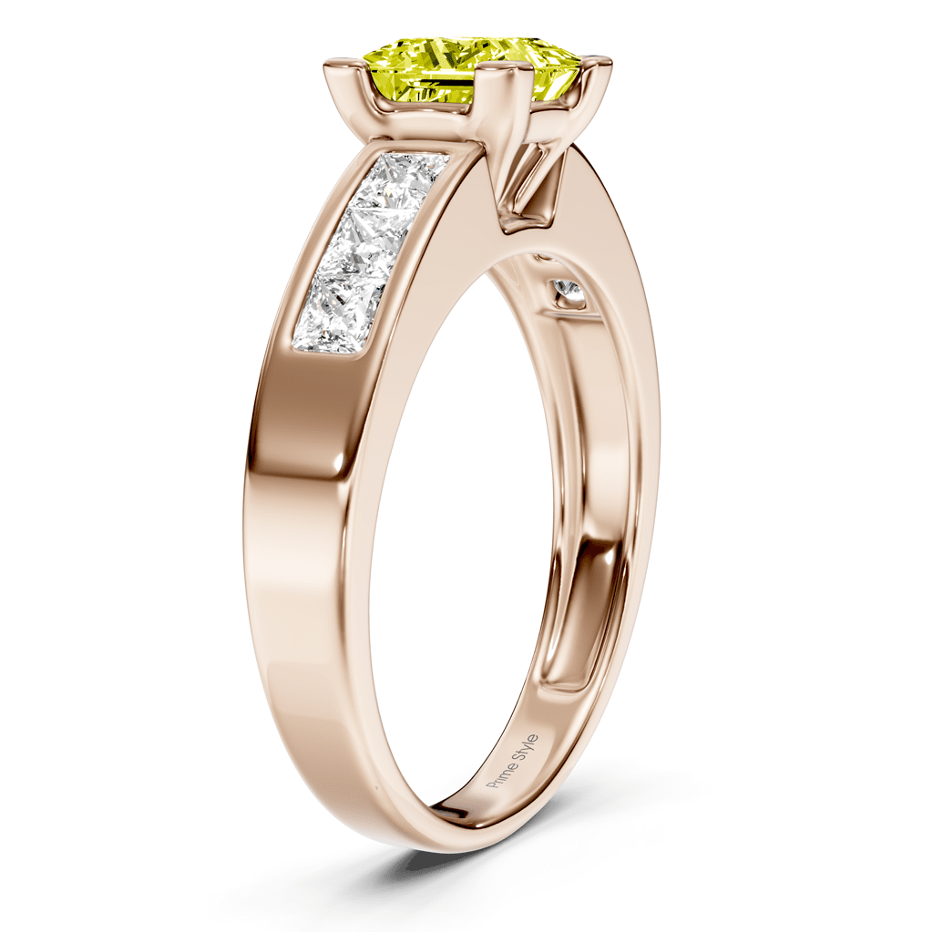 1.80-4.80 CT Princess Cut Fancy Yellow Diamonds - Engagement Ring