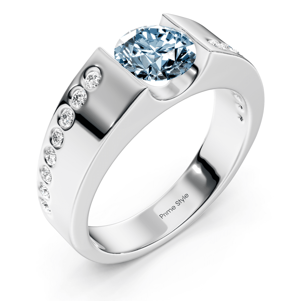 1.20 - 4.20 CT Round Cut Fancy Blue Diamonds - Engagement Ring - Primestyle.com