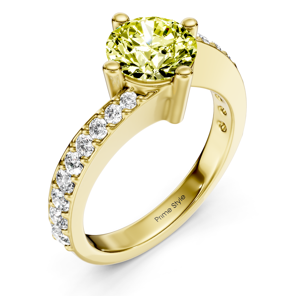 1.35-4.35 CT Round Cut Fancy Yellow Diamonds - Engagement Ring