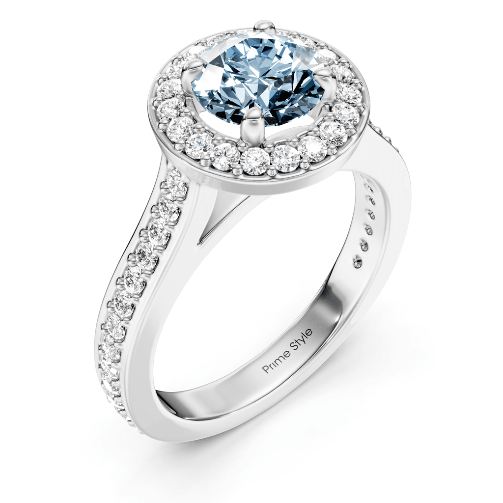 1.35-4.35 CT Round Cut Fancy Blue Diamonds - Engagement Ring