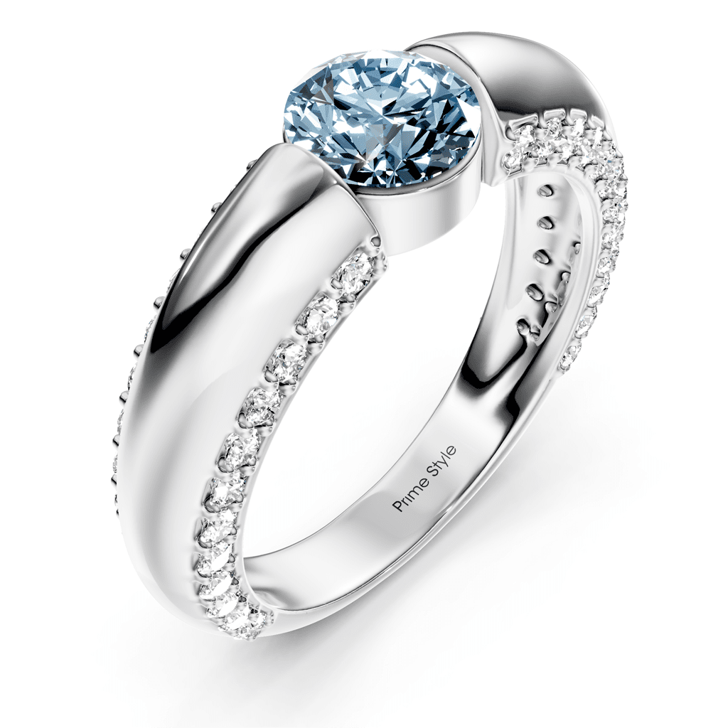 1.65-4.65 CT Round Cut Fancy Blue Diamonds - Engagement Ring