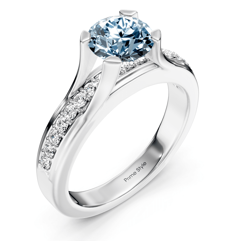1.25-4.25 CT Round Cut Fancy Blue Diamonds - Engagement Ring