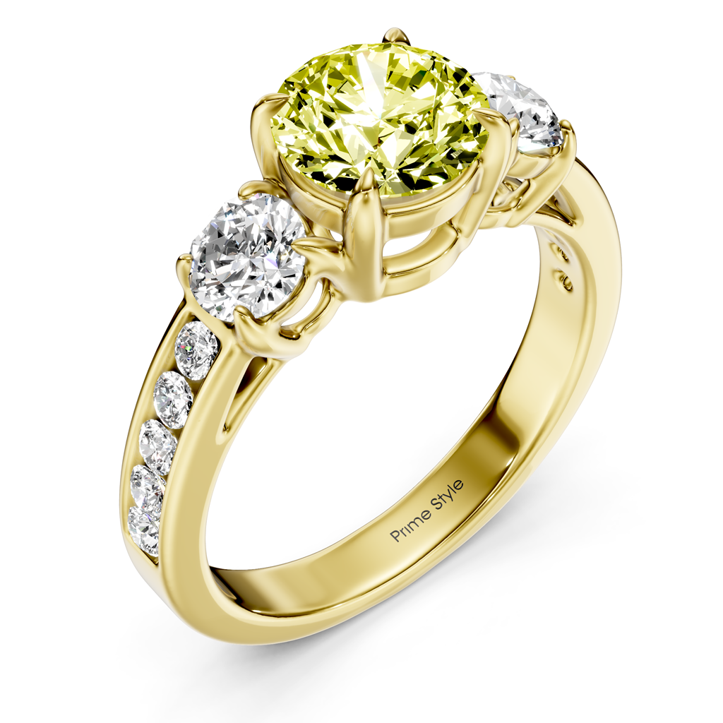 1.75-4.75 CT Round Cut Fancy Yellow Diamonds - Engagement Ring