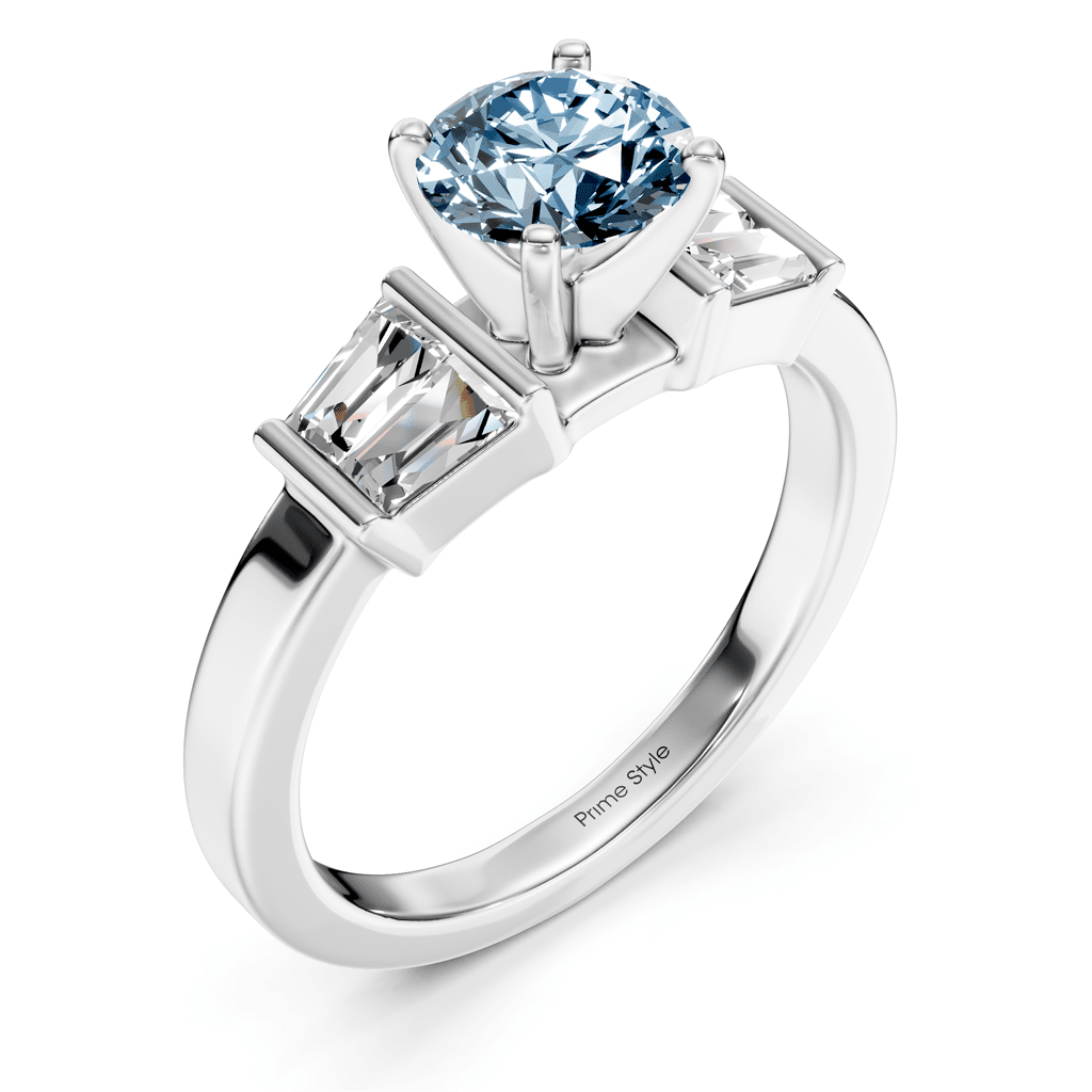 1.40 - 4.40 CT Round &amp; Taper Cut Fancy Blue Diamonds - Engagement Ring - Primestyle.com