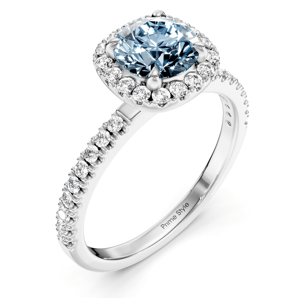 1.40-4.40 CT Round Cut Fancy Blue Diamonds - Engagement Ring