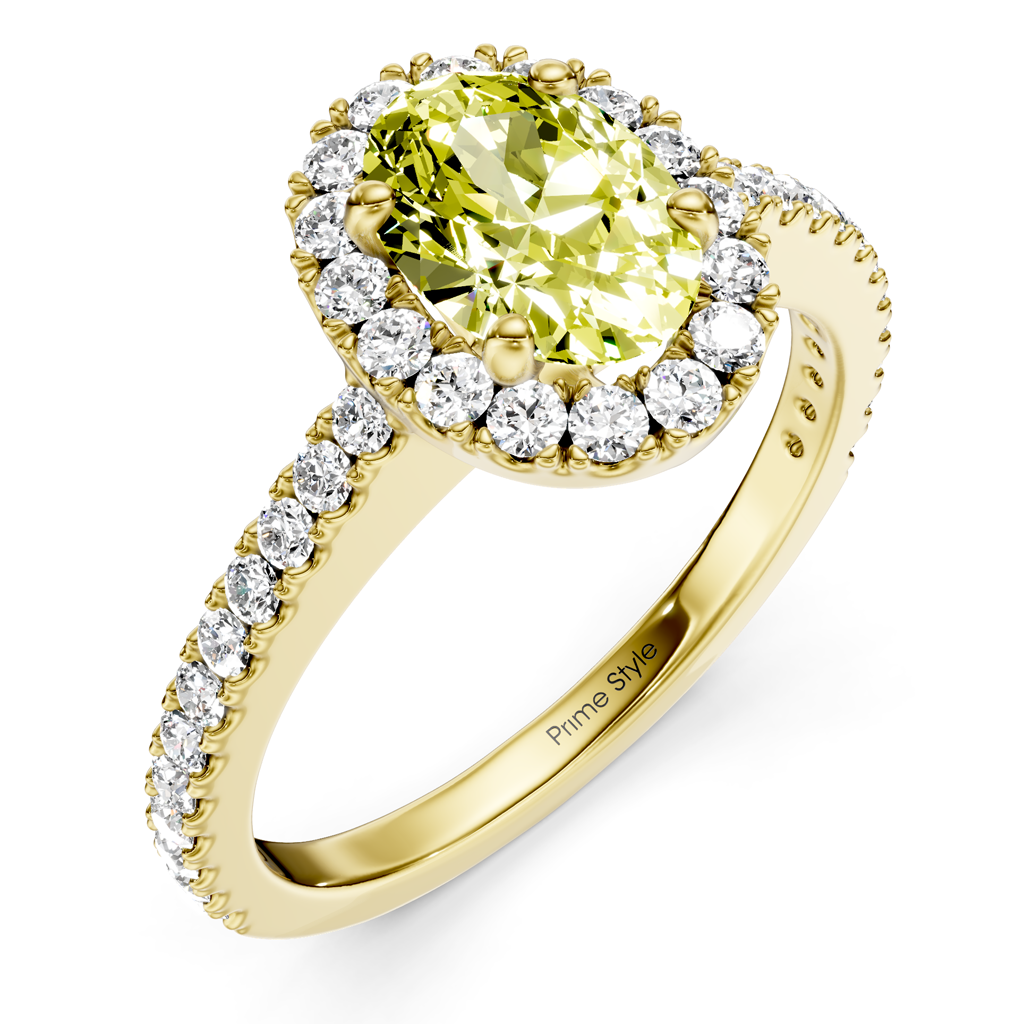 1.37-4.37 CT Oval &amp; Round Cut Fancy Yellow Diamonds - Engagement Ring