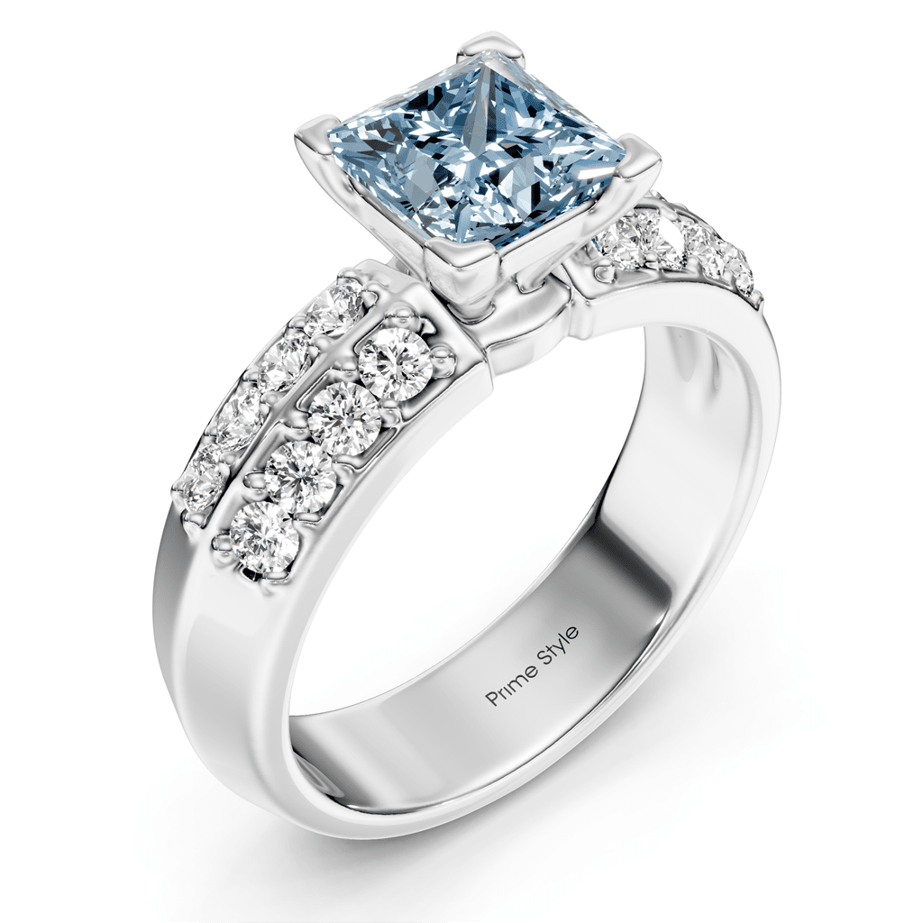 1.35-4.35 CT Round Cut Fancy Blue Diamonds - Engagement Ring