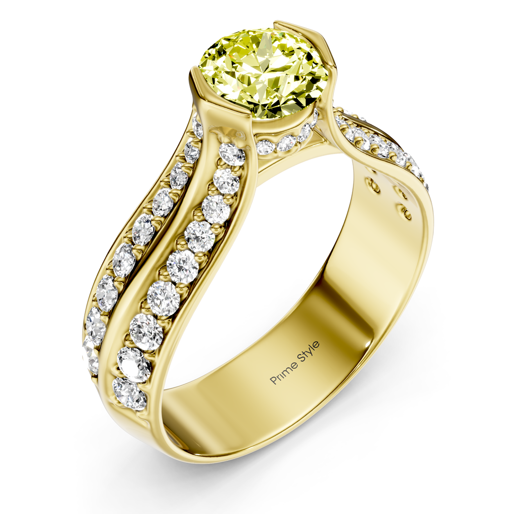 1.65-4.65 CT Round Cut Fancy Yellow Diamonds - Engagement Ring