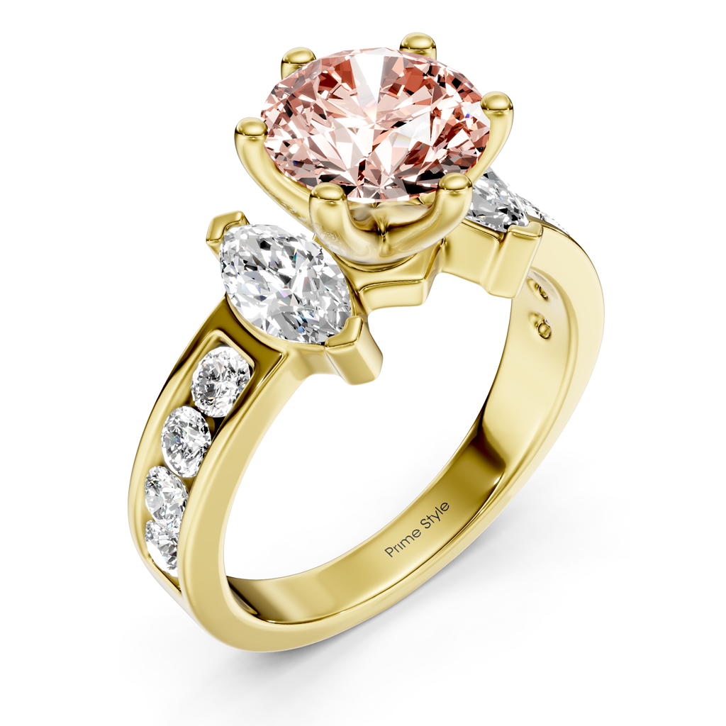 1.85-4.85 CT Marquise &amp; Round Cut Fancy Pink Diamonds - Engagement Ring