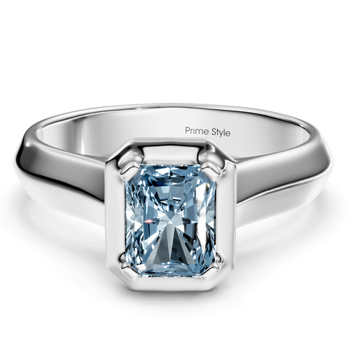 1.02-4.02 CT Radiant & Round Cut Fancy Blue Diamonds - Engagement Ring