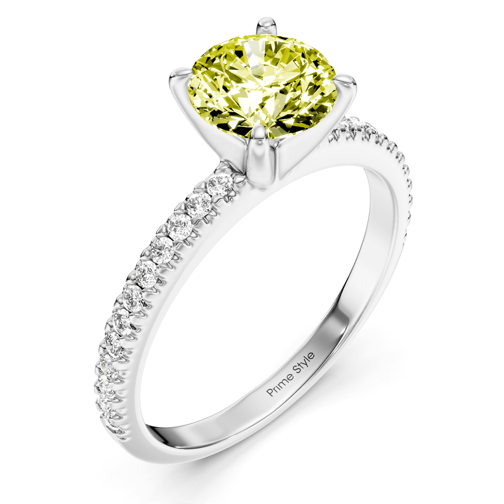 1.20 - 4.20 CT Round Cut Fancy Yellow Diamonds - Engagement Ring - Primestyle.com