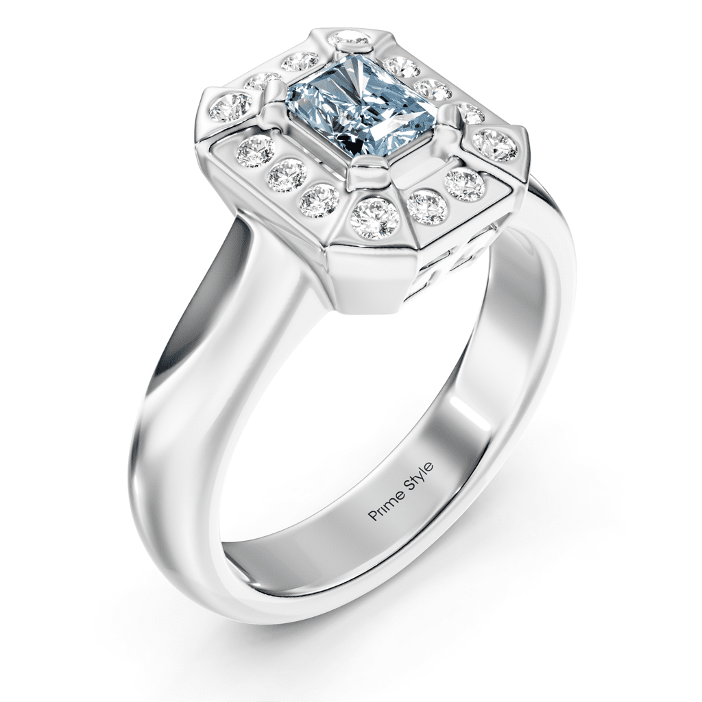 1.16 - 4.16 CT Radiant &amp; Round Cut Fancy Blue Diamonds - Engagement Ring - Primestyle.com