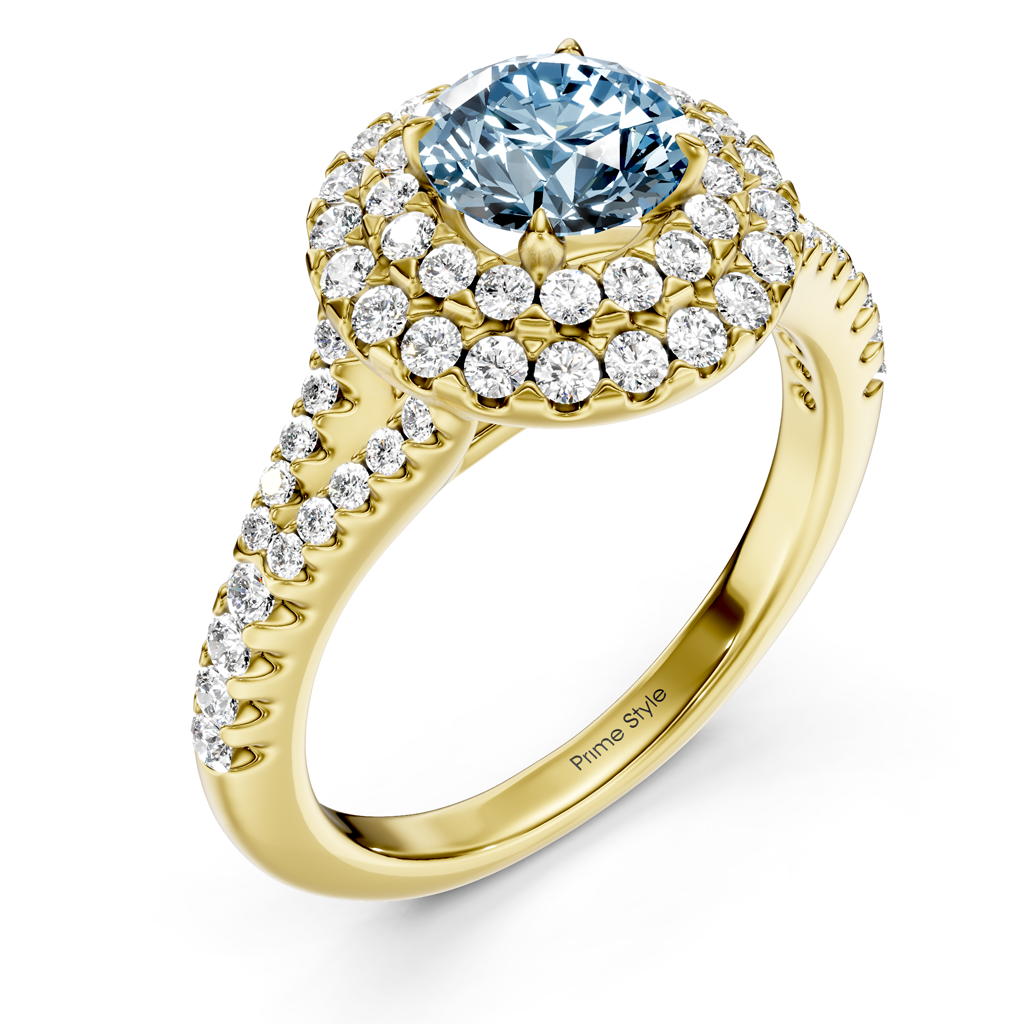 1.49-4.49 CT Round Cut Fancy Blue Diamonds - Engagement Ring